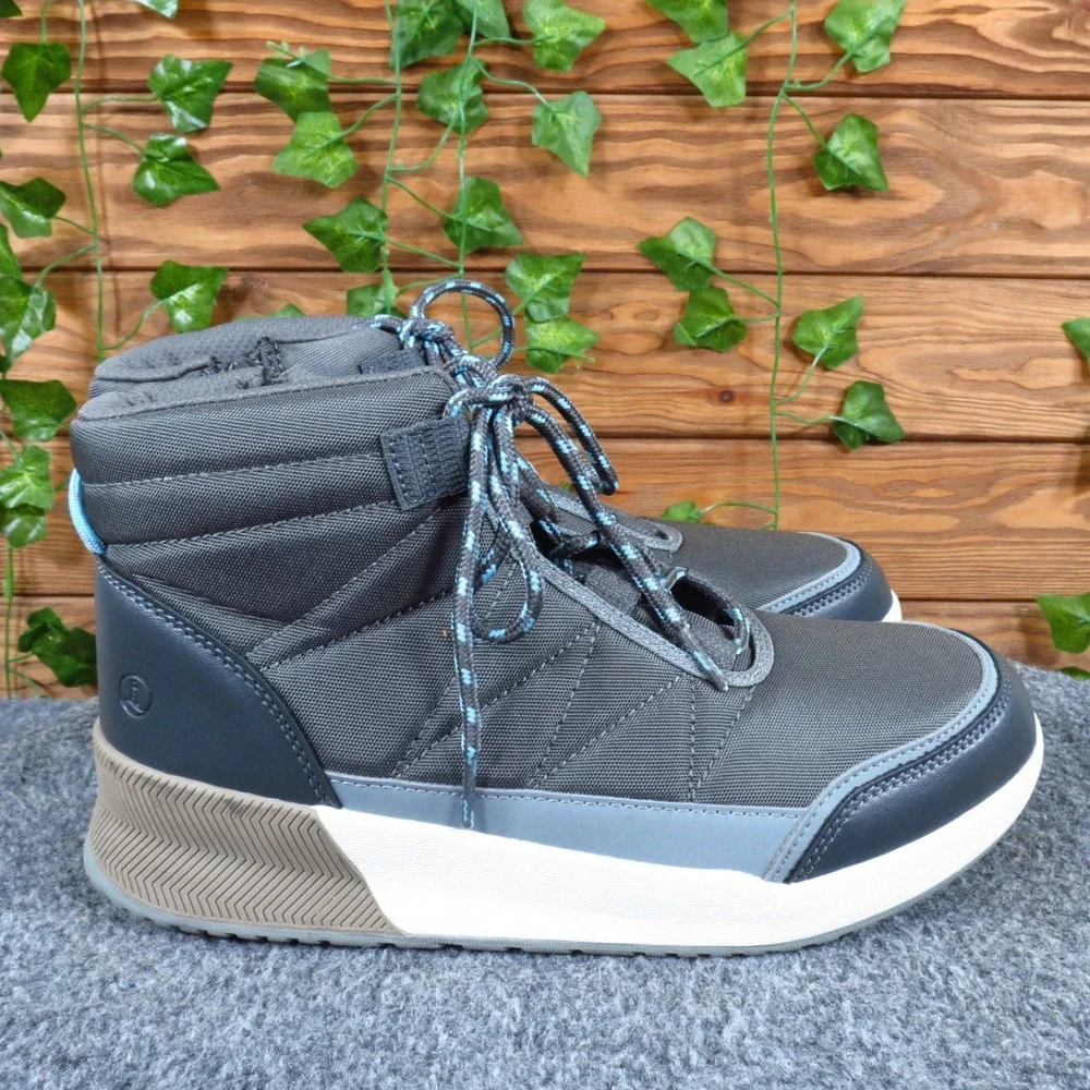 Lands' End Trans Women Snow Boots Size 9B Winter Weather Gray Textile Zip Up
